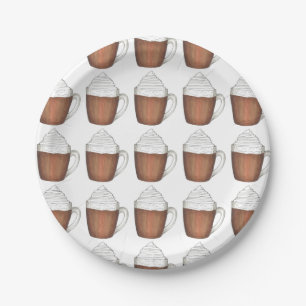 Assiettes En Carton Chocolat chaud cacao hiver Plate de Noël