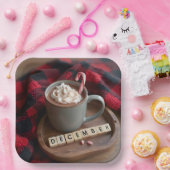 Assiettes En Carton Chocolat chaud de décembre (Fête)
