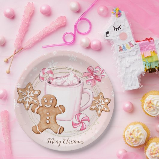 Assiettes En Carton Chocolat chaud Noël fête Plaque en papier (Fête)