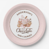 Assiettes En Carton Chocolat chaud rose de Noël Nom Plaques de papier (Devant)