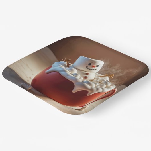 Assiettes En Carton Chocolat chaud Snowman (Angulaire)