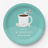 Assiettes En Carton Chocolat chaud souriant Noël Turquoise (Devant)