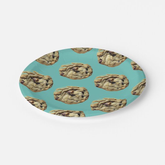 Assiettes En Carton Chocolat Chip Cookie Motif Party (Angle)