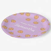 Assiettes En Carton Chocolat chips biscuits d'anniversaire violet (Angle)