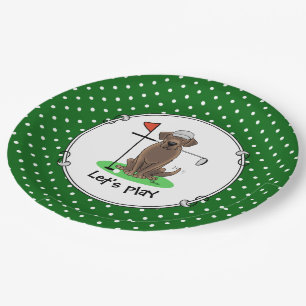 Assiettes En Carton Chocolat de golf Labrador Retriever Dog - mignonne