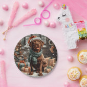 Assiettes En Carton Chocolat de Noël Labrador Retriever Chien (Fête)