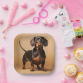 Assiettes En Carton Chocolat et chien Tan Dachshund (Fête)