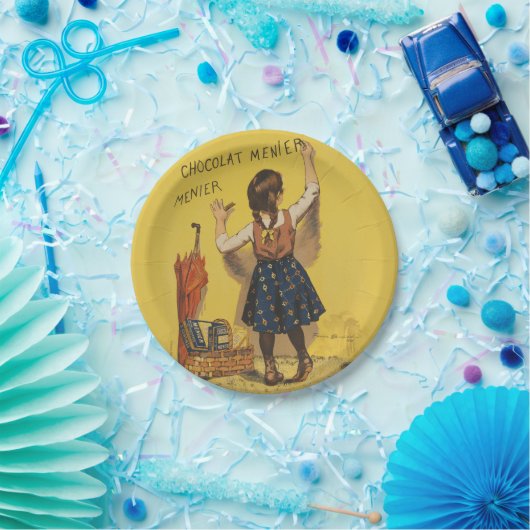 Assiettes En Carton Chocolat Menier Petite fille Mur écriture (Fête)