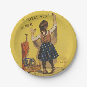 Assiettes En Carton Chocolat Menier Petite fille Mur écriture