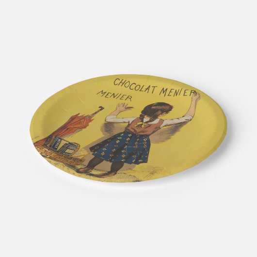 Assiettes En Carton Chocolat Menier Petite fille Mur écriture (Angle)