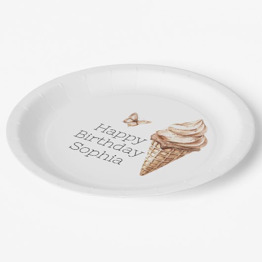 Assiettes En Carton Chocolat Mocha Ice Cream Cone Anniversaire (Angle)