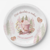 Assiettes En Carton Chocolat rose chaud Noël Plaques de papier d'anniv (Devant)