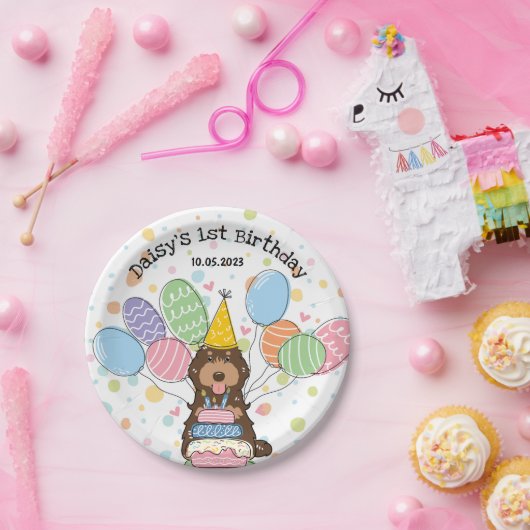 Assiettes En Carton Chocolat Tan Cockapoo Chien Cavapoo Anniversaire (Fête)