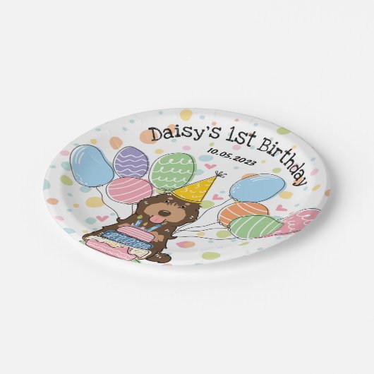 Assiettes En Carton Chocolat Tan Cockapoo Chien Cavapoo Anniversaire (Angle)