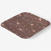 Assiettes En Carton Chocolate Brown with Pink Hearts (Angulaire)