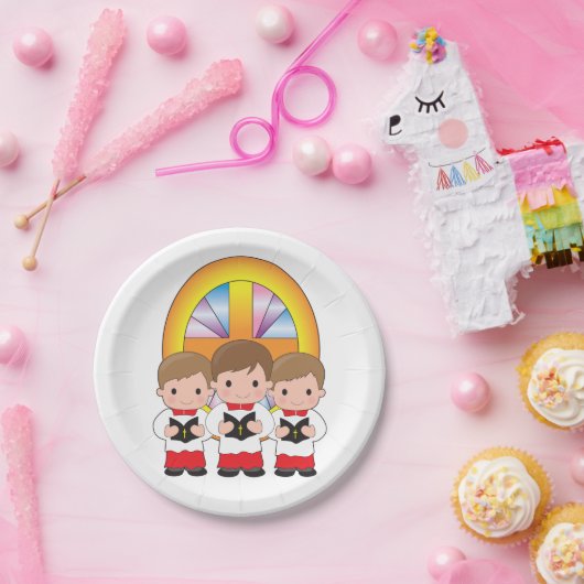 Assiettes En Carton Choir Boys chantant dans l'église (Fête)