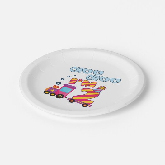Assiettes En Carton Choo Choo I m 2 2e train d'anniversaire (Angle)