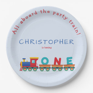 Assiettes En Carton Choo Choo Train Boys 1er anniversaire Blue Party
