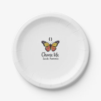 Assiettes En Carton Choose life suicide Awareness Colorful Dragonfly T