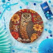 Assiettes En Carton Chouette À Rayures Et Fleurs De Zinnia (Fête)