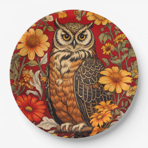 Assiettes En Carton Chouette À Rayures Et Fleurs De Zinnia