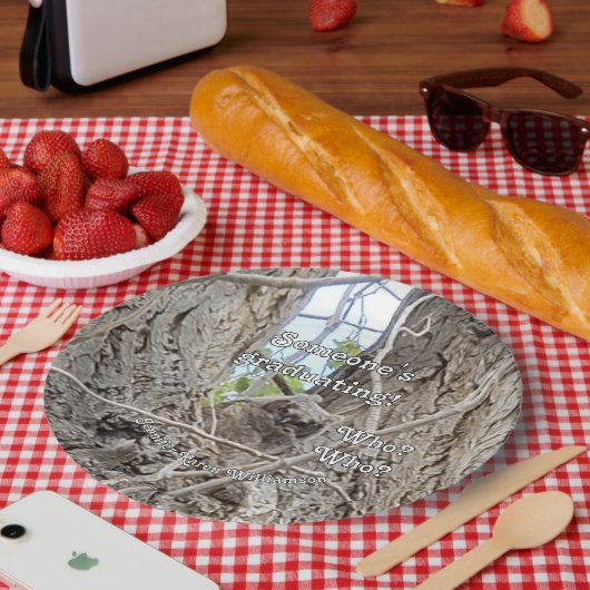 Assiettes En Carton Chouette-bébé dans l'arbre Un diplômé qui (Pique-nique)