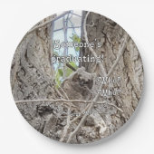 Assiettes En Carton Chouette-bébé dans l'arbre Un diplômé qui (Devant)