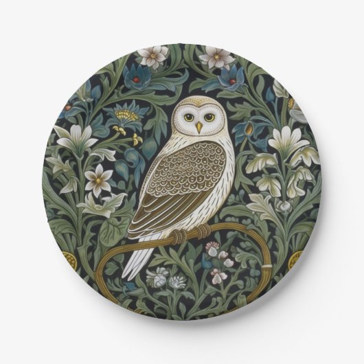 Assiettes En Carton Chouette blanche style Art nouveau (Devant)