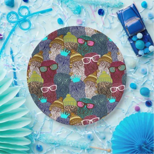 Assiettes En Carton Chouette dans la couronne (Fête)