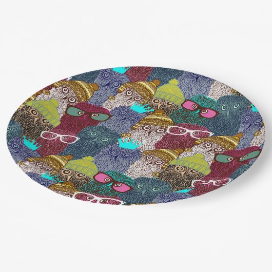 Assiettes En Carton Chouette dans la couronne (Angle)