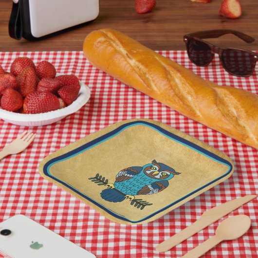 Assiettes En Carton Chouette d'art populaire nordique (Pique-nique)