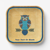 Assiettes En Carton Chouette d'art populaire nordique (Recto)