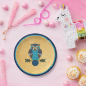 Assiettes En Carton Chouette d'art populaire nordique (Fête)