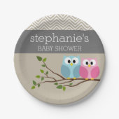 Assiettes En Carton Chouette de bois bébé garçon garçon garçon sexe ré (Devant)