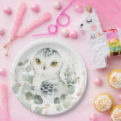 Assiettes En Carton Chouette des neiges Végétation hivernale Eucalyptu (Fête)