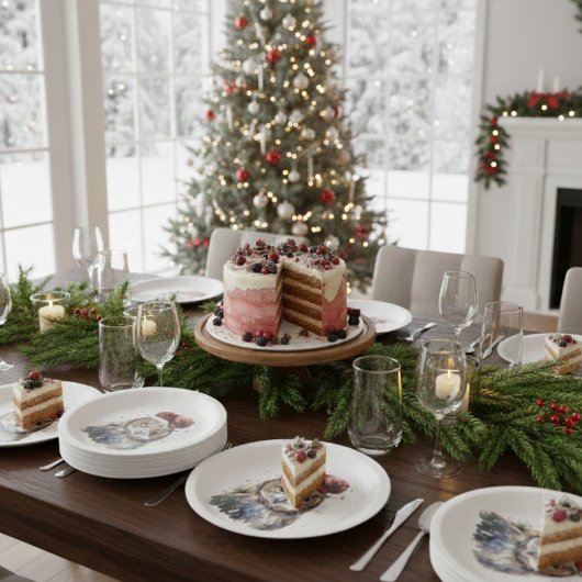 Assiettes En Carton Chouette d'hiver enchantée