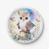 Assiettes En Carton Chouette en bois de Whimsical Baby Girl Douche (Devant)