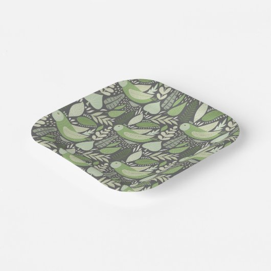 Assiettes En Carton Chouette Et Nature (Angulaire)