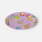 Assiettes En Carton chouette fête d'anniversaire (Angle)
