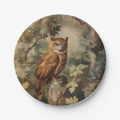 Assiettes En Carton Chouette majestueuse dans une forêt (Devant)