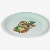 Assiettes En Carton Chouette mignonne dans un chapeau vert (Angle)
