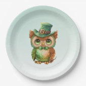 Assiettes En Carton Chouette mignonne dans un chapeau vert (Devant)