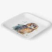Assiettes En Carton Chouette mignonne en aquarelle personnalisable (Angulaire)