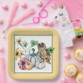 Assiettes En Carton Chouette mignonne et citrouilles d'automne (Fête)