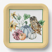 Assiettes En Carton Chouette mignonne et citrouilles d'automne (Recto)