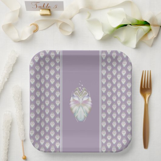 Assiettes En Carton Chouette Oracle Pastel Purple (Mariage)