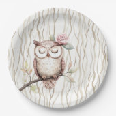Assiettes En Carton Chouette rose enchantée Anniversaire (Devant)