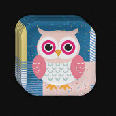 Assiettes En Carton Chouette rose mignonne Baby shower boisé neutre pa