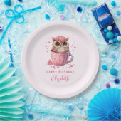 Assiettes En Carton Chouette rose mignonne dans une coupe Anniversaire (Fête)