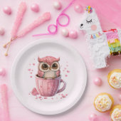 Assiettes En Carton Chouette rose mignonne en coupe (Fête)